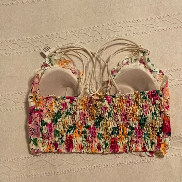 Victorias Secret Smocked Triangle Small Bralette Lace Floral Festival Indie Rave - Picture 2 of 8